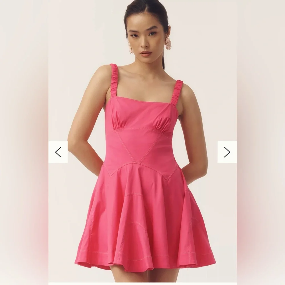 By Anthropologie Plunge Drop-Waist A-Line Mini Dress - Picture 2 of 6